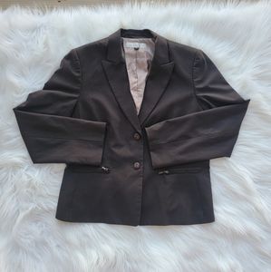 Tahari by ASL Two Button Pinstriped Brown Women Blazer- Size 14